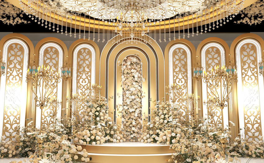 宝兴香槟色调婚礼堂效果展示